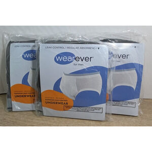 NEW Mens 4XL Wearever Incontinence Brief Grey Underwear Leak Control Lot 3